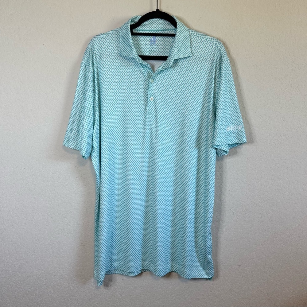 Johnnie O Blue White Featherweight Short Sleeve Tegan Polo Shirt Size Large